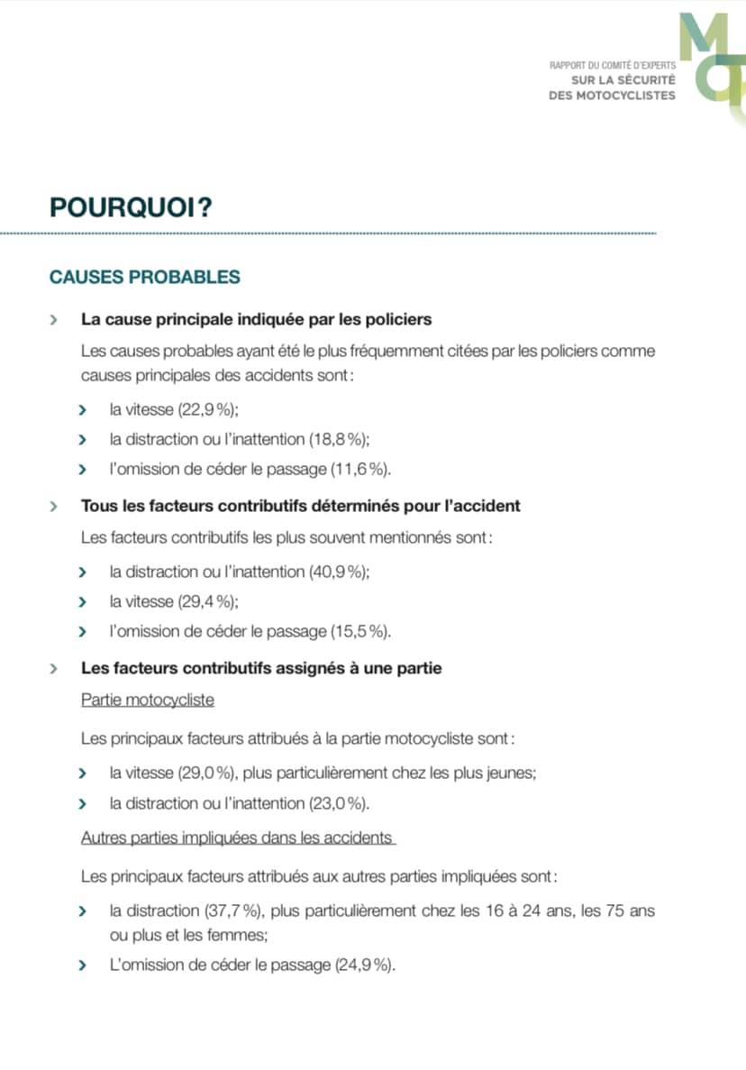 La vitesse à moto...comprendre les causes pour mieux agir 21 Les causes probables de décès sur nos routes. Source: https://saaq.gouv.qc.ca/fileadmin/documents/publications/rapport-comite-securite-moto.pdf