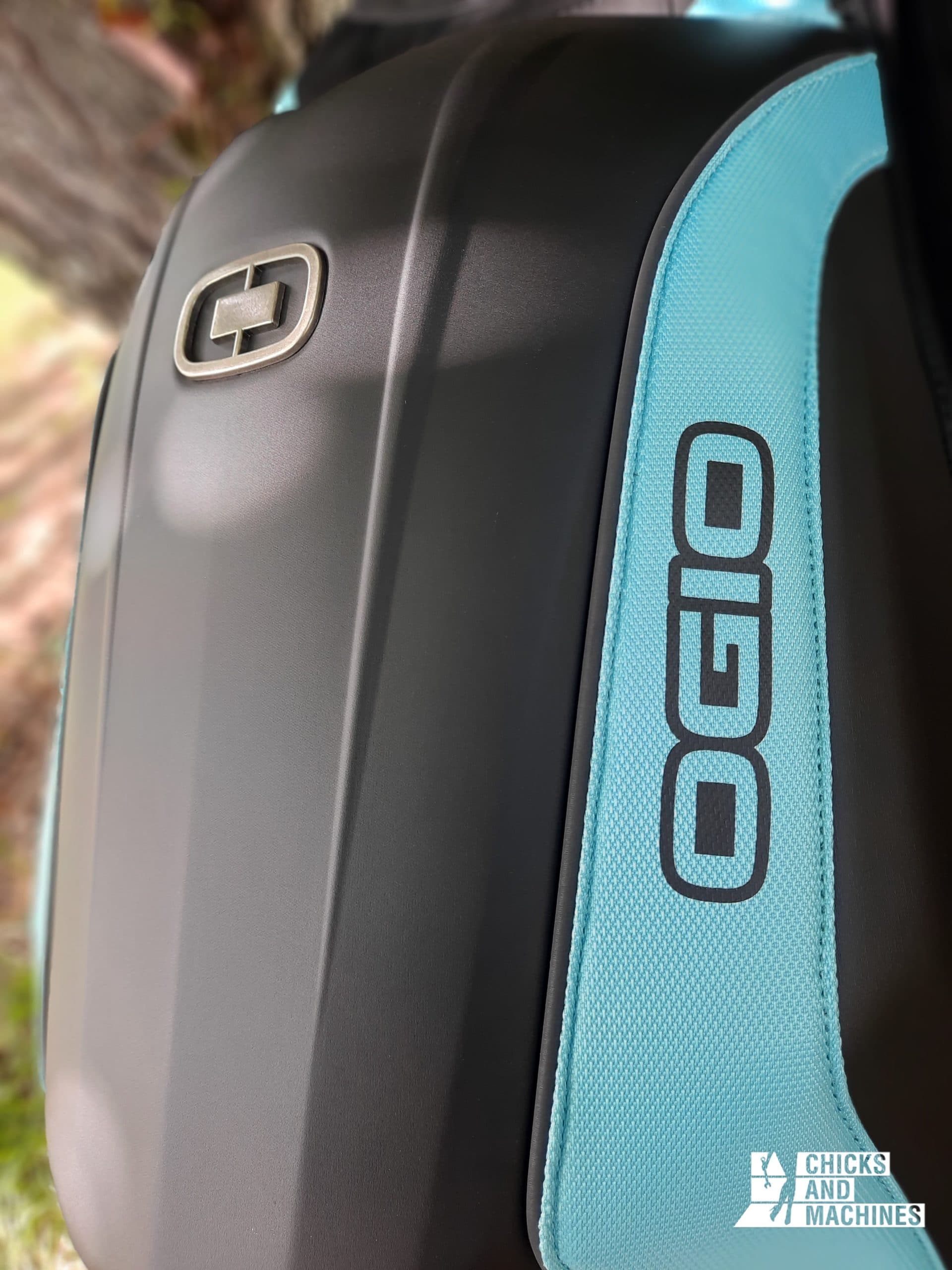The molded, rigid and water-resistant shell of the OGIO bag