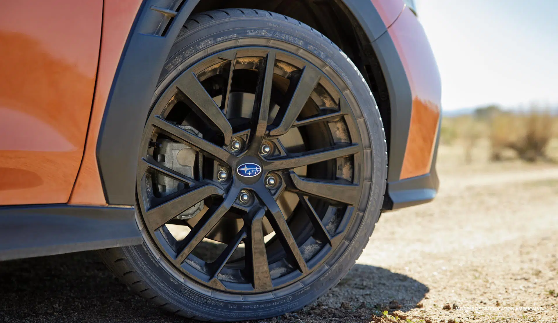 Summer performance tires on 17- or 18-inch alloy wheels. Source: https://www.subaru.com/2022-wrx