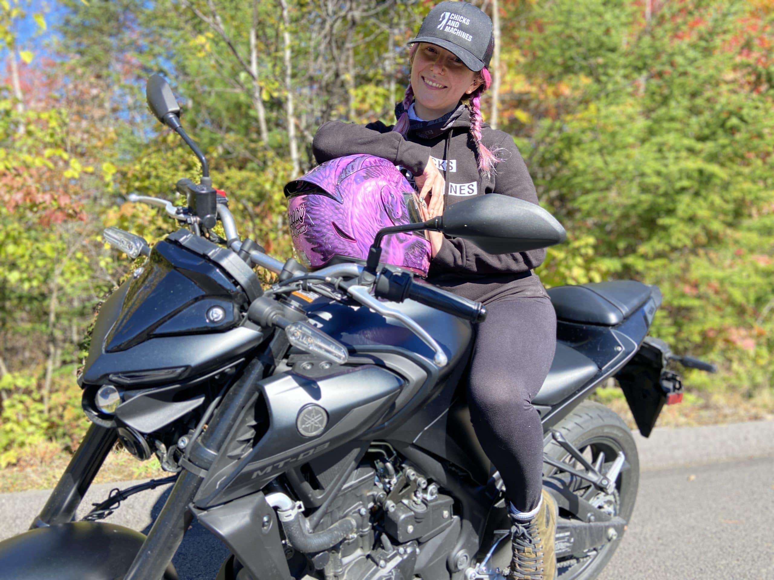 Em is so happy on her Yamaha MT-03 2021
