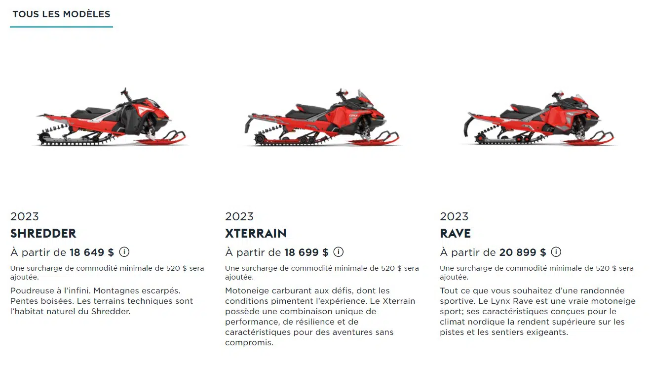 Les différents modèles de motoneiges Lynx 2023 Les différents modèles de motoneiges Lynx 2023