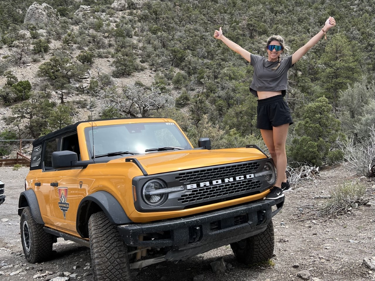 Ford Bronco Off Roadeo Las Vegas Sasquatch package yellow girl lady