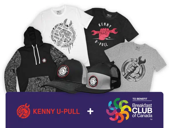 Tous les profits de la vente des vêtements Kenny vont au Club des Petits Déjeuners