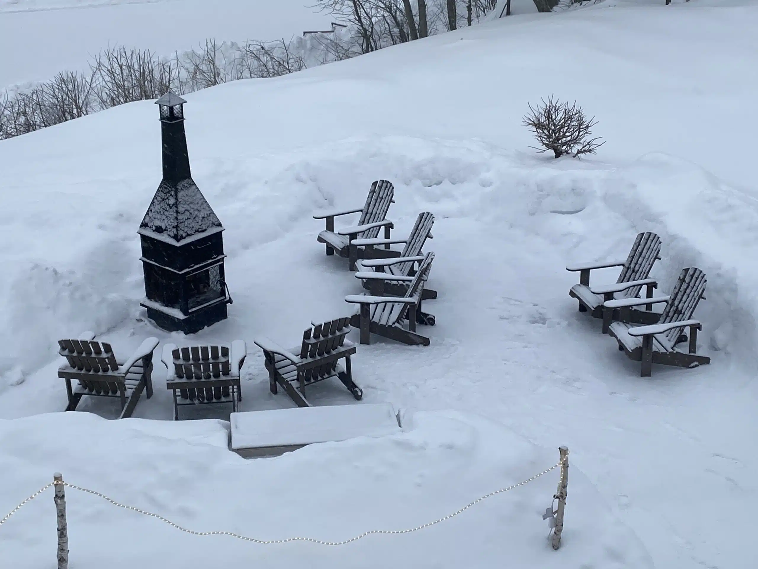 The outdoor fireplace