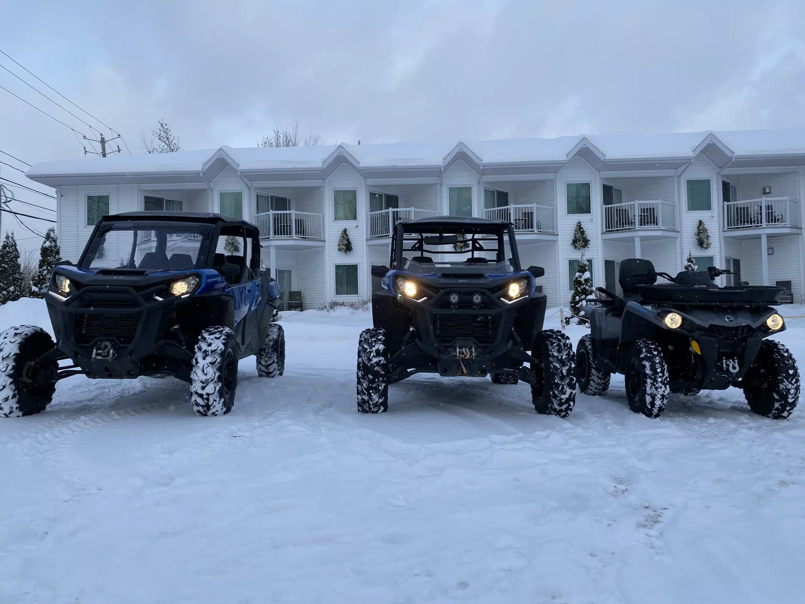 The team's quads patiently waiting to go back on the trails