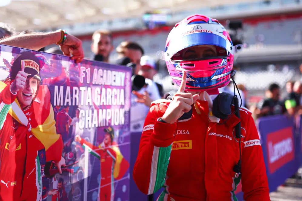 Marta Garcia premier championne de l’histoire de la Formula One Academy source : https://www.formula1.com/en/latest/article.inaugural-f1-academy-champion-marta-garcia-to-receive-fully-funded-freca.3204xl2WSg9ahNXId4R1nP.html